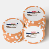 Funny roadrunner bird cartoon illustration poker chips (Opstapeling)