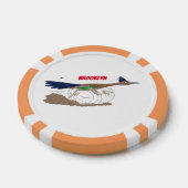 Funny roadrunner bird cartoon illustration poker chips (Enkel)
