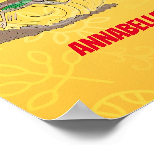 Funny roadrunner bird cartoon illustration poster (Hoek)