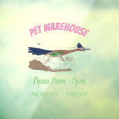 Funny roadrunner bird cartoon illustration raamsticker (Vel 3)