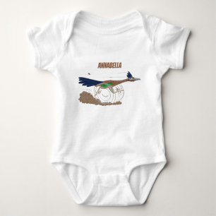 Funny roadrunner bird cartoon illustration romper