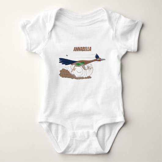 Funny roadrunner bird cartoon illustration romper (Voorkant)