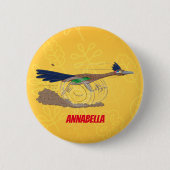Funny roadrunner bird cartoon illustration ronde button 5,7 cm (Voorkant)
