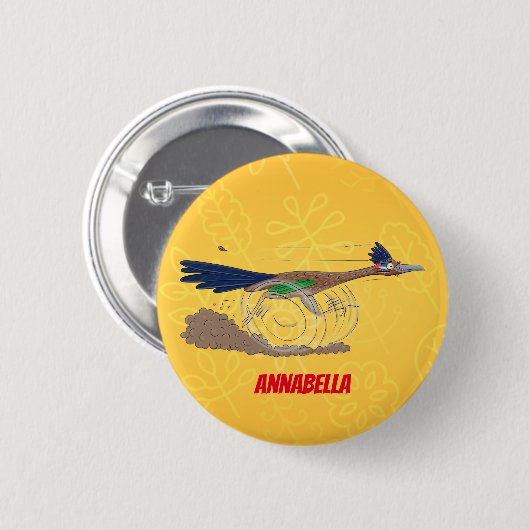Funny roadrunner bird cartoon illustration ronde button 5,7 cm (Voorkant /achterkant)
