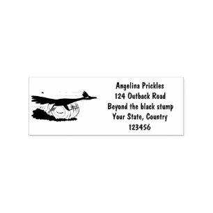 Funny roadrunner bird cartoon illustration rubberstempel