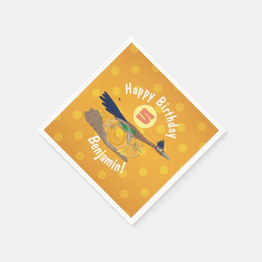 Funny roadrunner bird cartoon illustration servet (Hoek)