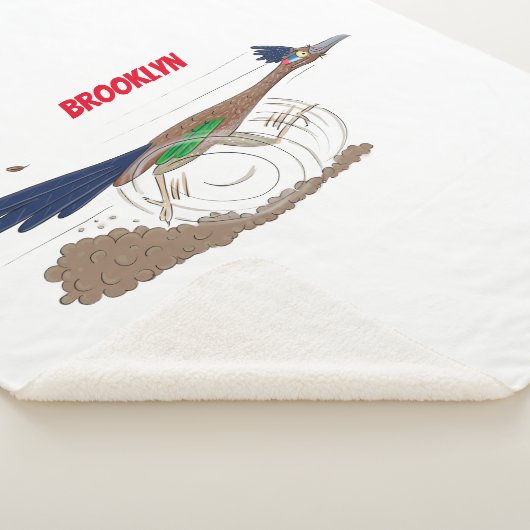 Funny roadrunner bird cartoon illustration sherpa deken (3/4)