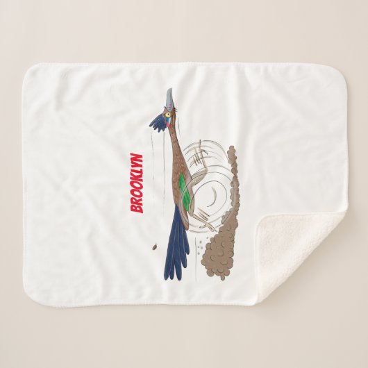 Funny roadrunner bird cartoon illustration sherpa deken (Voorkant (horizontaal))