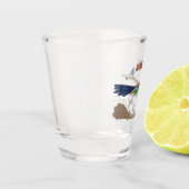 Funny roadrunner bird cartoon illustration shot glas (Links)