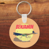 Funny roadrunner bird cartoon illustration sleutelhanger (Voorkant)