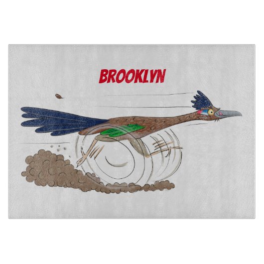 Funny roadrunner bird cartoon illustration snijplank (Voorkant)
