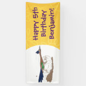 Funny roadrunner bird cartoon illustration spandoek (Verticaal)