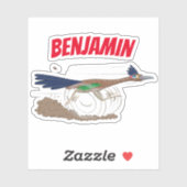 Funny roadrunner bird cartoon illustration sticker (Vel)