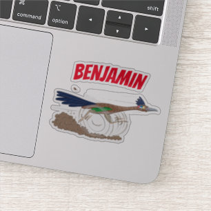 Funny roadrunner bird cartoon illustration sticker
