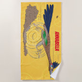 Funny roadrunner bird cartoon illustration strandlaken (Voorkant)