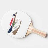 Funny roadrunner bird cartoon illustration tafeltennisbatje (Zijkant)