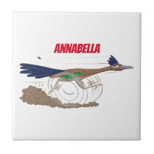 Funny roadrunner bird cartoon illustration tegeltje