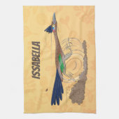 Funny roadrunner bird cartoon illustration theedoek (Verticaal)