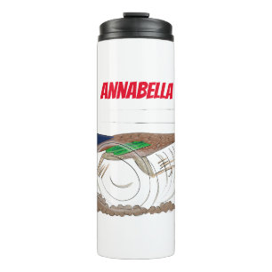 Funny roadrunner bird cartoon illustration thermosbeker