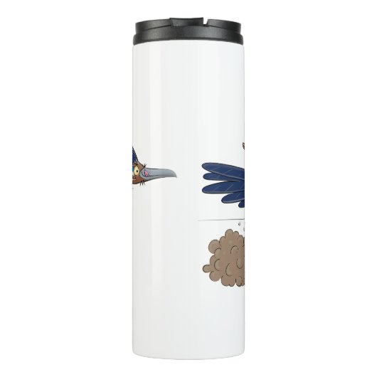 Funny roadrunner bird cartoon illustration thermosbeker (Achterkant)