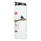 Funny roadrunner bird cartoon illustration thermosbeker (Geroteerd rechts)