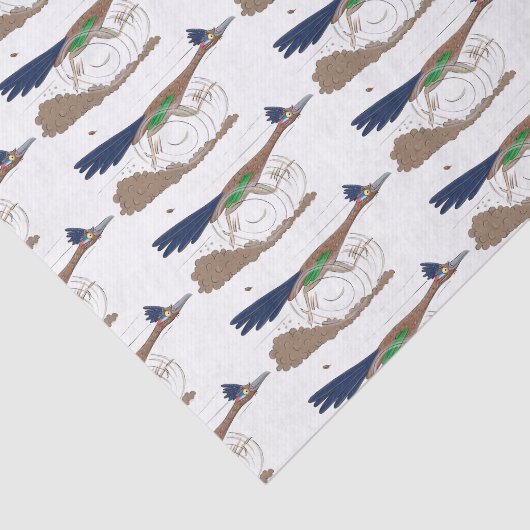 Funny roadrunner bird cartoon illustration tissuepapier (Detail)