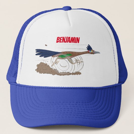 Funny roadrunner bird cartoon illustration trucker pet (Voorkant)