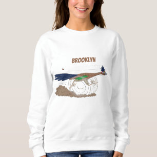 Funny roadrunner bird cartoon illustration trui