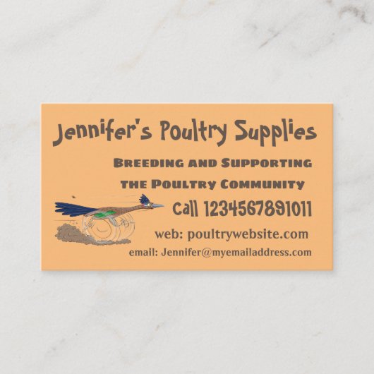 Funny roadrunner bird cartoon illustration visitekaartje (Voorkant)