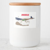 Funny roadrunner bird cartoon illustration voedselcontainer etiket (Voorkant)