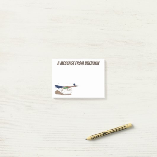 Funny roadrunner woestijn vogel cartoon illustrati post-it® notes (Op bureau)