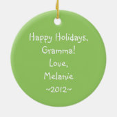 Funny Roast Turkey Cartoon met Greeting on Back Keramisch Ornament (Achterkant)