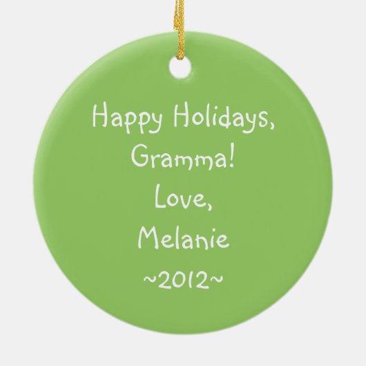 Funny Roast Turkey Cartoon met Greeting on Back Keramisch Ornament (Achterkant)