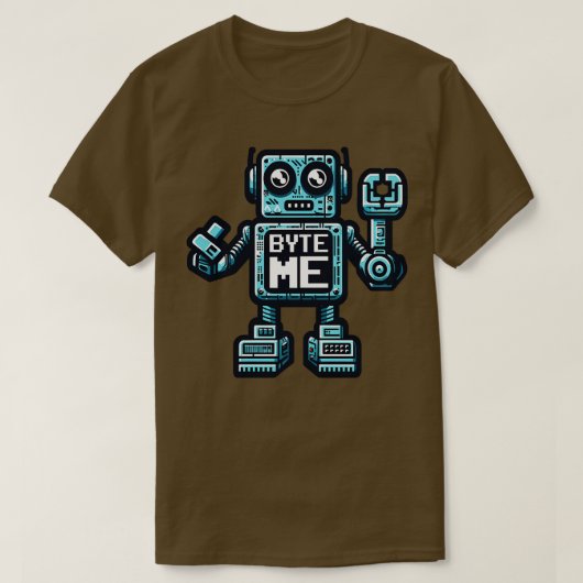 Funny Robot AI AGI Humor Byte Me T-shirt (Design voorkant)