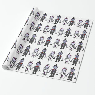 Funny Robot Bride en Groom Wedding Cadeaupapier