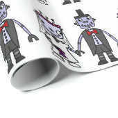 Funny Robot Bride en Groom Wedding Cadeaupapier (Rol Hoek)