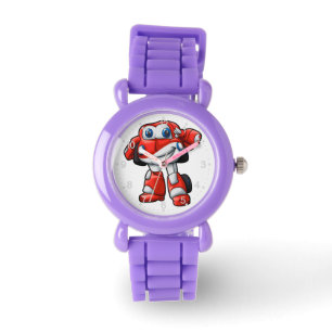 Funny Robot cartoon   - Kies een achterkleur Horloge