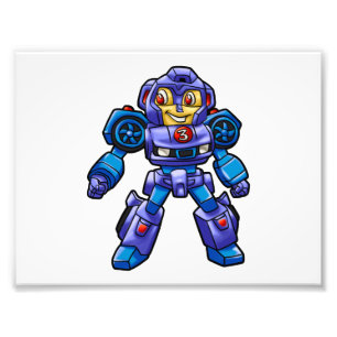 Funny robot cartoon   Robotauto  Kies achterkleur Foto Afdruk