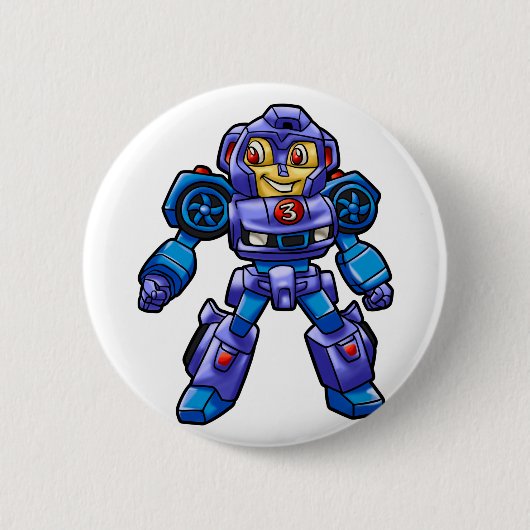 Funny robot cartoon | Robotauto |Kies achterkleur Ronde Button 5,7 Cm (Voorkant)