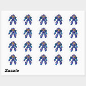 Funny robot cartoon | Robotauto |Kies achterkleur Ronde Sticker (Vel)