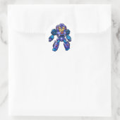Funny robot cartoon | Robotauto |Kies achterkleur Ronde Sticker (Tas)