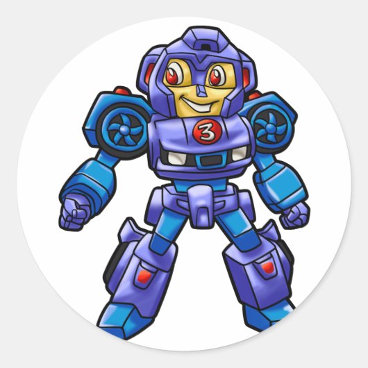 Funny robot cartoon | Robotauto |Kies achterkleur Ronde Sticker (Voorkant)