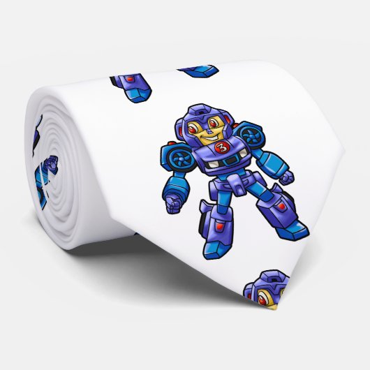 Funny robot cartoon | Robotauto |Kies achterkleur Stropdas (Opgerold)