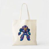 Funny robot cartoon | Robotauto |Kies achterkleur Tote Bag (Voorkant)