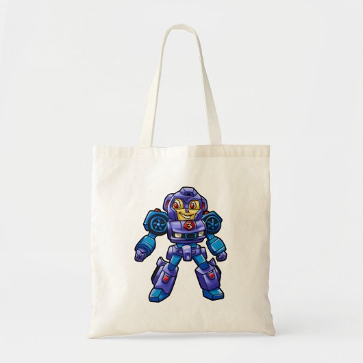 Funny robot cartoon | Robotauto |Kies achterkleur Tote Bag (Voorkant)