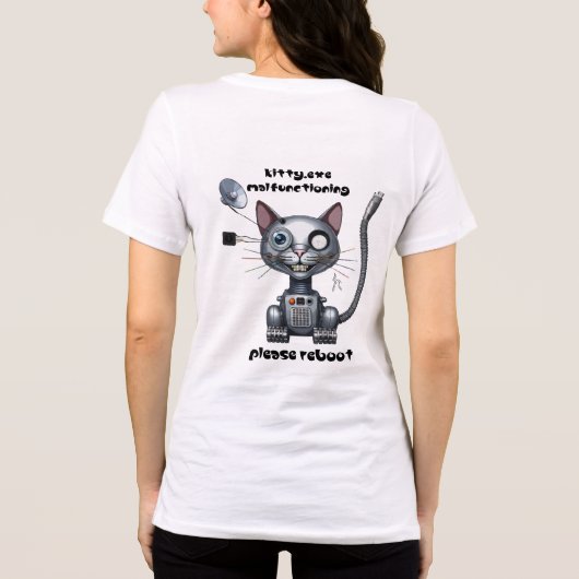 Funny Robot Cat Tri-Blend Shirt (Achterkant)