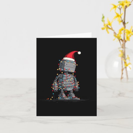Funny Robot Christmas Graphics Lights Lover Long S Kaart (Gele Bloem)
