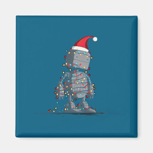 Funny Robot Christmas Graphics Lights Lover Long S Magneet (Voorkant)
