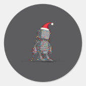 Funny Robot Christmas Graphics Lights Lover Long S Ronde Sticker (Voorkant)