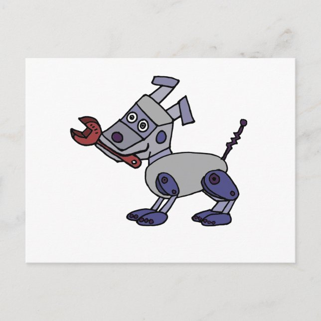 Funny Robot Dog with Wrench Briefkaart (Voorkant)